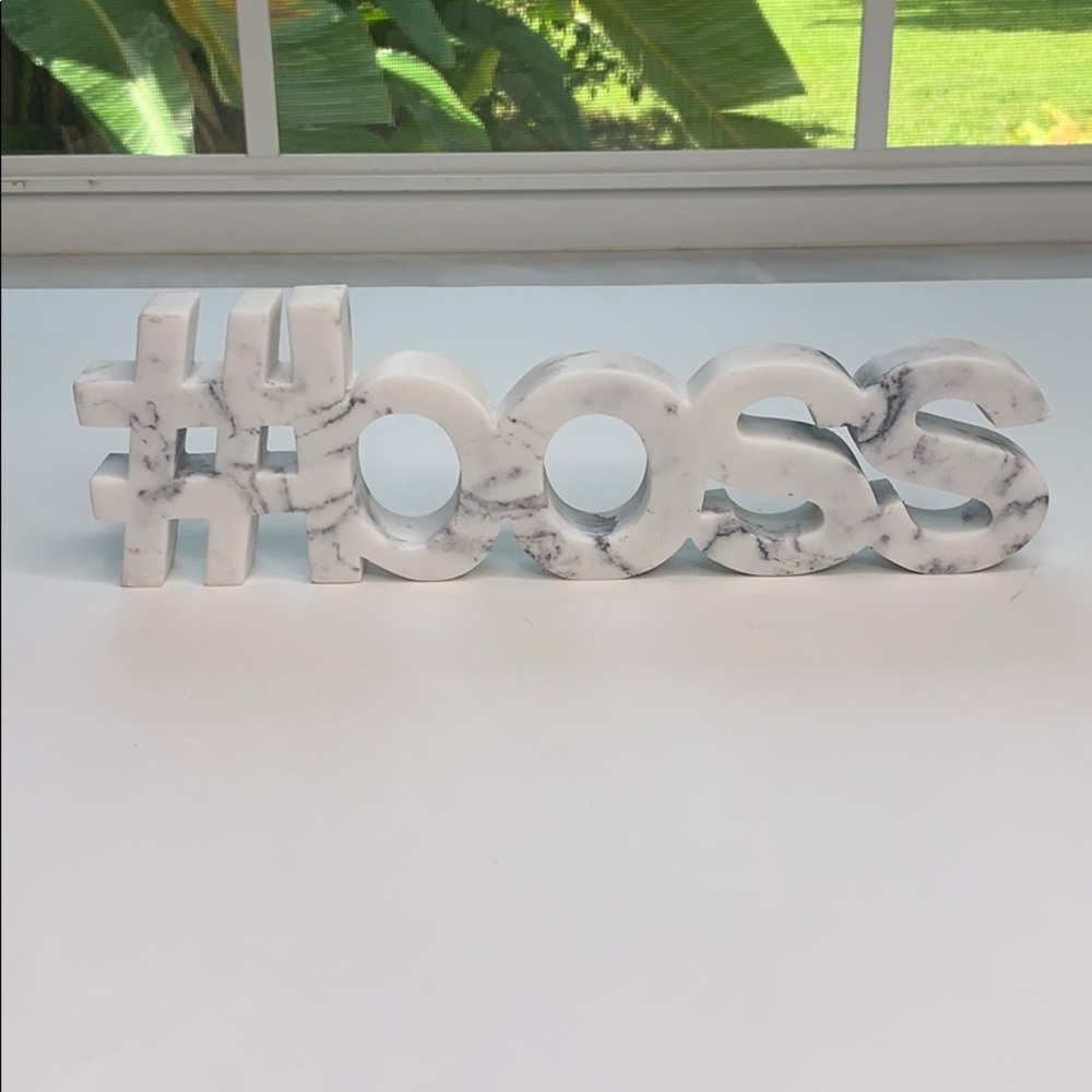 Marble #Boss Desk Sign